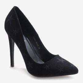 Camoscio nero decorato con stelle JC3026-1 stilettos 1