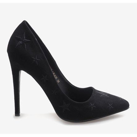 Camoscio nero decorato con stelle JC3026-1 stilettos 2