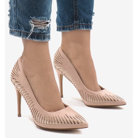 Classiche scarpe con tacco in camoscio rosa HYD-A16 2