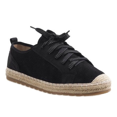 Espadrillas nere allacciate BB02P nero 1