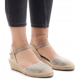 Sandali con zeppa grigi espadrillas LLI-3M88-7 grigio 1