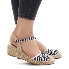 Zebra sandali con zeppa espadrillas LLI-3M88-7 bianco nero 2