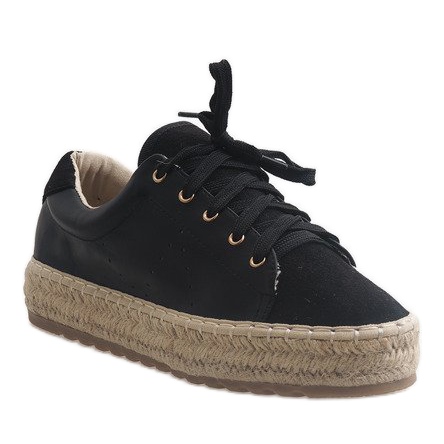 Espadrillas nere LX-07 allacciate nero 1