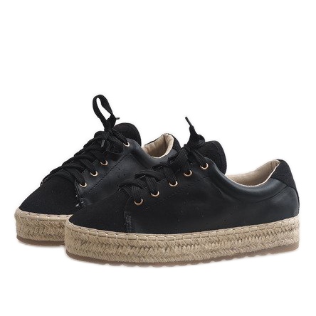 Espadrillas nere LX-07 allacciate nero 2