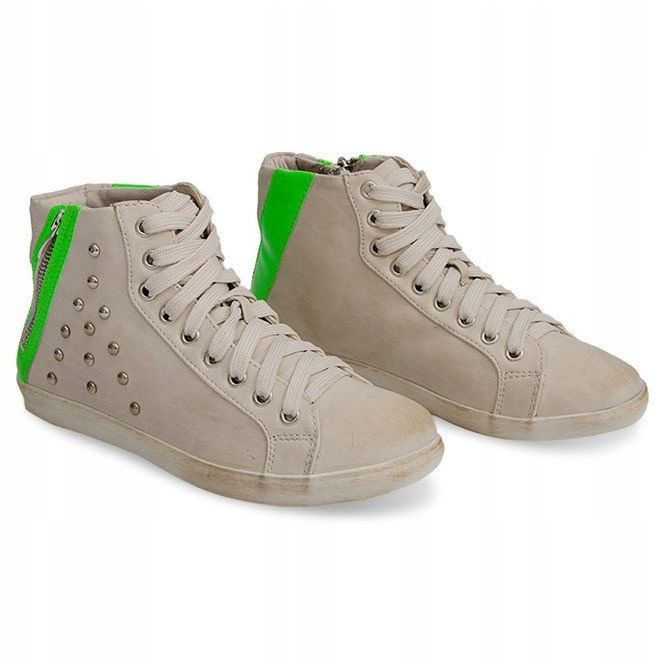 Sneakers Alte Con Borchie F16 Beige 2