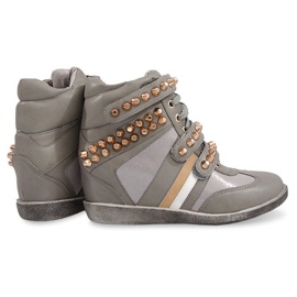 Sneakers Stivali Sulla Zeppa F1001 Grigio verde 1
