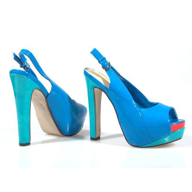 Sandali con décolleté sulla piattaforma blu A8030 1