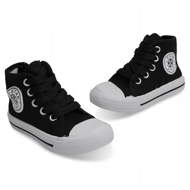 Sneakers alte per bambini Y1312 nere nero 1