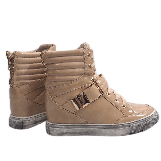 Sneakers beige 7068 oro alla moda 1