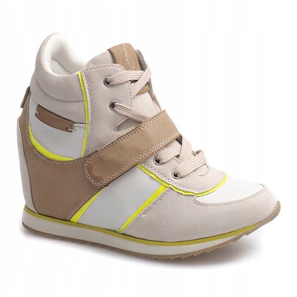 Sneakers con zeppa alla moda JT4 Beige 1