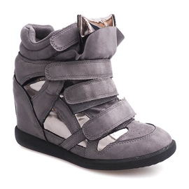 Sneakers Con Zeppa Con Velcro 6041 Grigie grigio 2