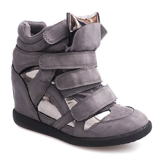 Sneakers Con Zeppa Con Velcro 6041 Grigie grigio 2