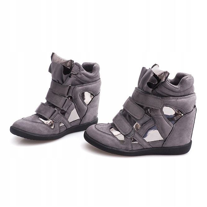 Sneakers Con Zeppa Con Velcro 6041 Grigie grigio 1