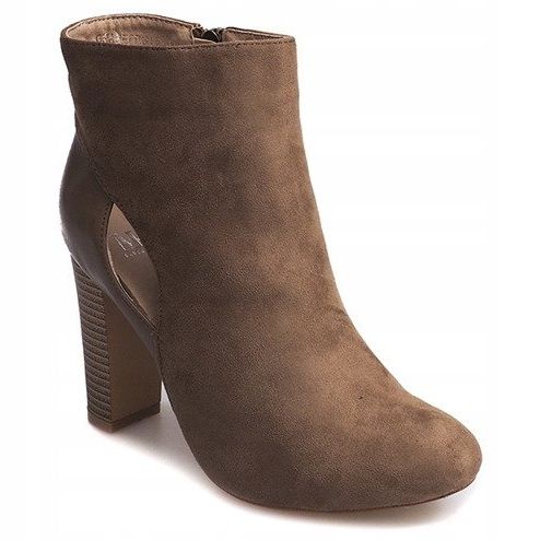 Stivaletti in pelle scamosciata su un pilastro con cerniera T-10 Beige 2