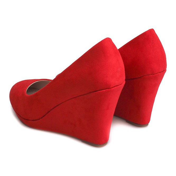 Décolleté in pelle scamosciata con zeppa 2054 rosse rosso 2