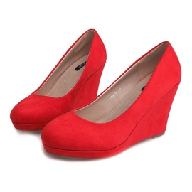 Décolleté in pelle scamosciata con zeppa 2054 rosse rosso 1