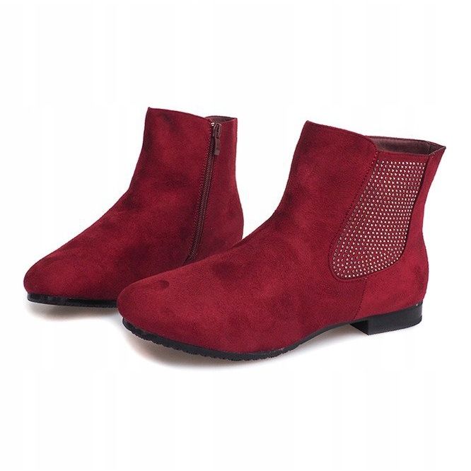 Stivaletti in pelle scamosciata Jodhpur 7-133 Claret rosso 1