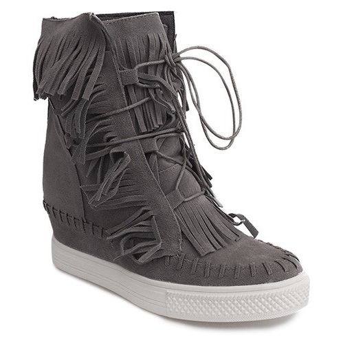 Sneakers Con Zeppa Con Frange Boho 7A1453 Grigio 2