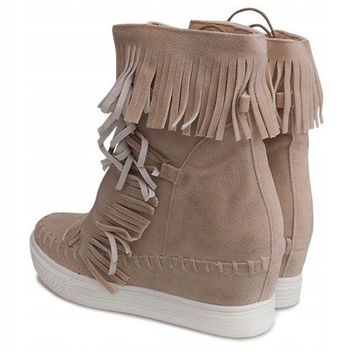 Sneakers Con Zeppa Con Frange Boho 7A1453 Beige 1