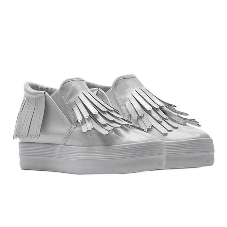 Sneakers laccate con zeppa KB-SQ-077 Bianco 1