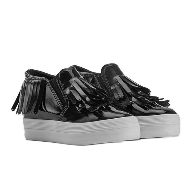 Sneakers laccate con zeppa KB-SQ-077 Black nero 1