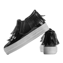 Sneakers laccate con zeppa KB-SQ-077 Black nero 2