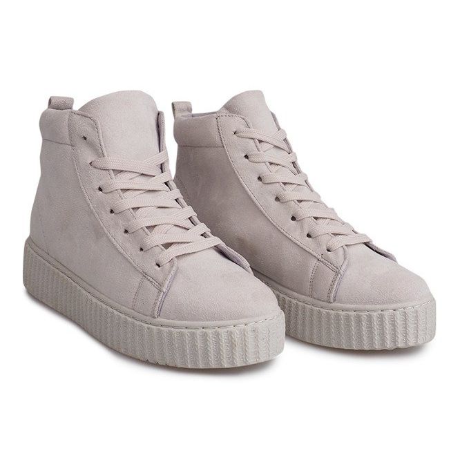 Stivali Creepers alti sulla piattaforma beige HX002 1