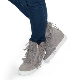 Sneakers Con Zeppa Con Frange Boho 881-2 Grigie grigio 1
