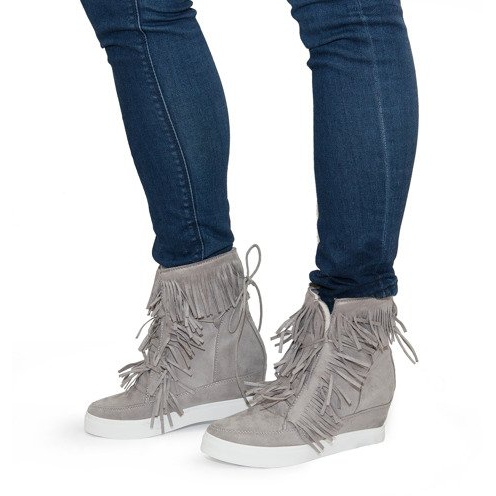 Sneakers Con Zeppa Con Frange Boho 881-2 Grigie grigio 2