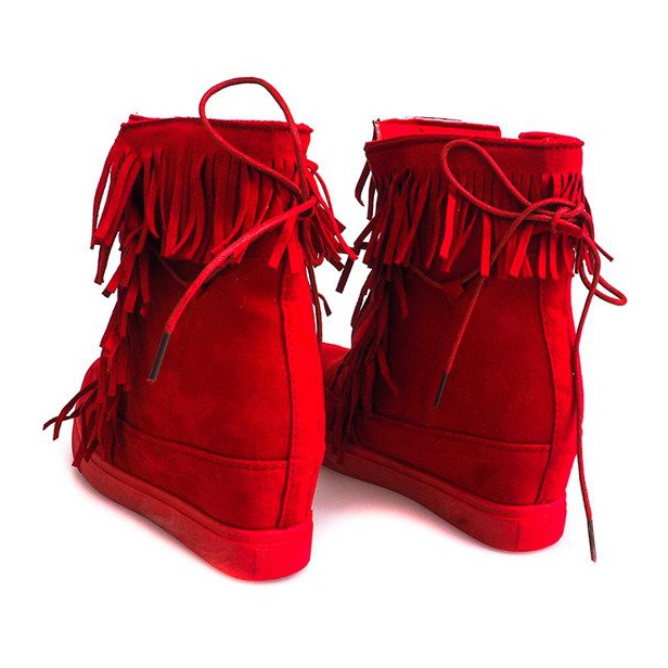 Sneakers Con Zeppa Con Frange Boho 881-2 Rosse rosso 1
