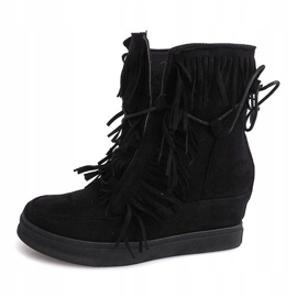 Sneakers Con Zeppa Con Frange Boho 881-2 Nere nero 1