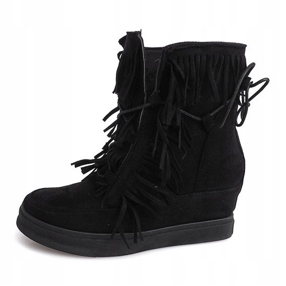 Sneakers Con Zeppa Con Frange Boho 881-2 Nere nero 1