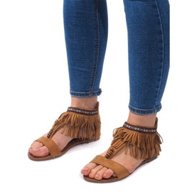 Sandali Boho 8-9 in pelle scamosciata cammello marrone 2