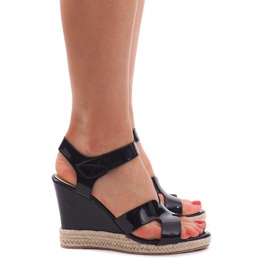 Sandali con zeppa 5H5670 Nero 1