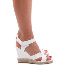 Sandali con zeppa 5H5670 Bianco marrone 2