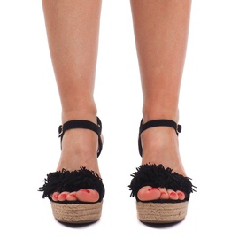 Sandali con zeppa Espadrillas FY8288 Nero 1