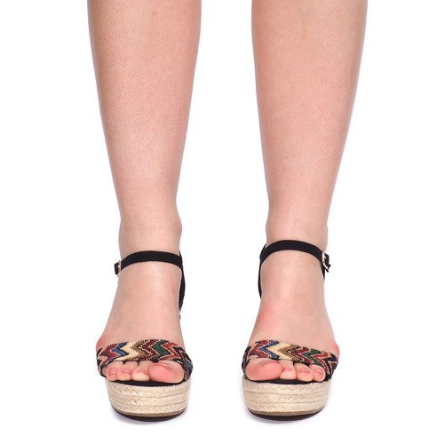 Sandali con zeppa 100-540 Nero 2