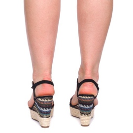 Sandali con zeppa 100-540 Nero 1