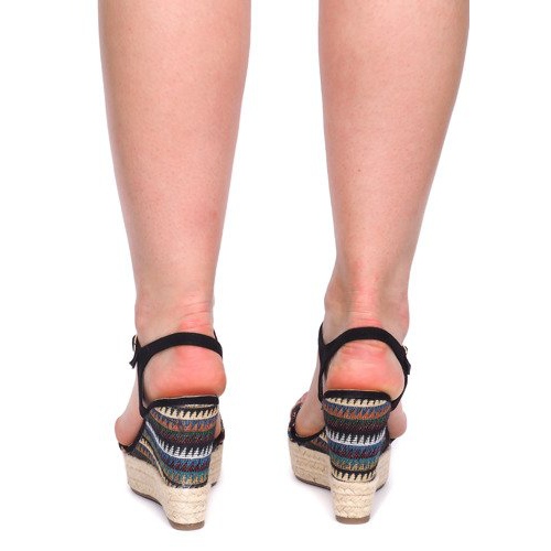 Sandali con zeppa 100-540 Nero 1