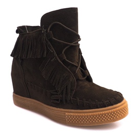 Sneakers Con Zeppa Con Frange Boho F3 Verde 1
