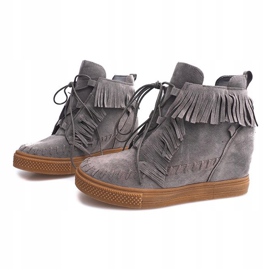 Sneakers Con Zeppa Con Frange Boho F3 Grigio 2