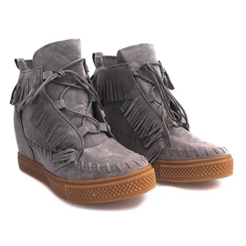 Sneakers Con Zeppa Con Frange Boho F3 Grigio 1