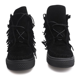 Sneakers Con Zeppa Con Frange Boho F3 Nere nero 2
