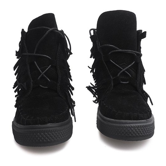 Sneakers Con Zeppa Con Frange Boho F3 Nere nero 2