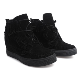 Sneakers Con Zeppa Con Frange Boho F3 Nere nero 1