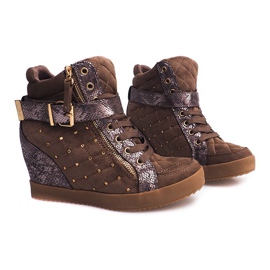 Sneakers con zeppa 6227-Y Cachi multicolore verde 1