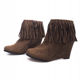 Stivaletti in pelle scamosciata con zeppa Boho 6257-15 Khaki multicolore verde 1