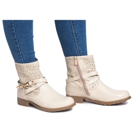 Stivali traforati Galosce laccate ZH650 Beige 1