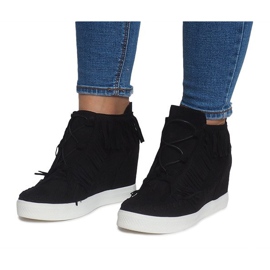Sneakers con zeppa con frange Boho AT-0613-1 Nero 1