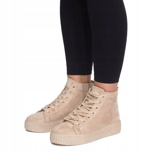 Stivali Creepers alti sulla piattaforma beige WQ-001 2
